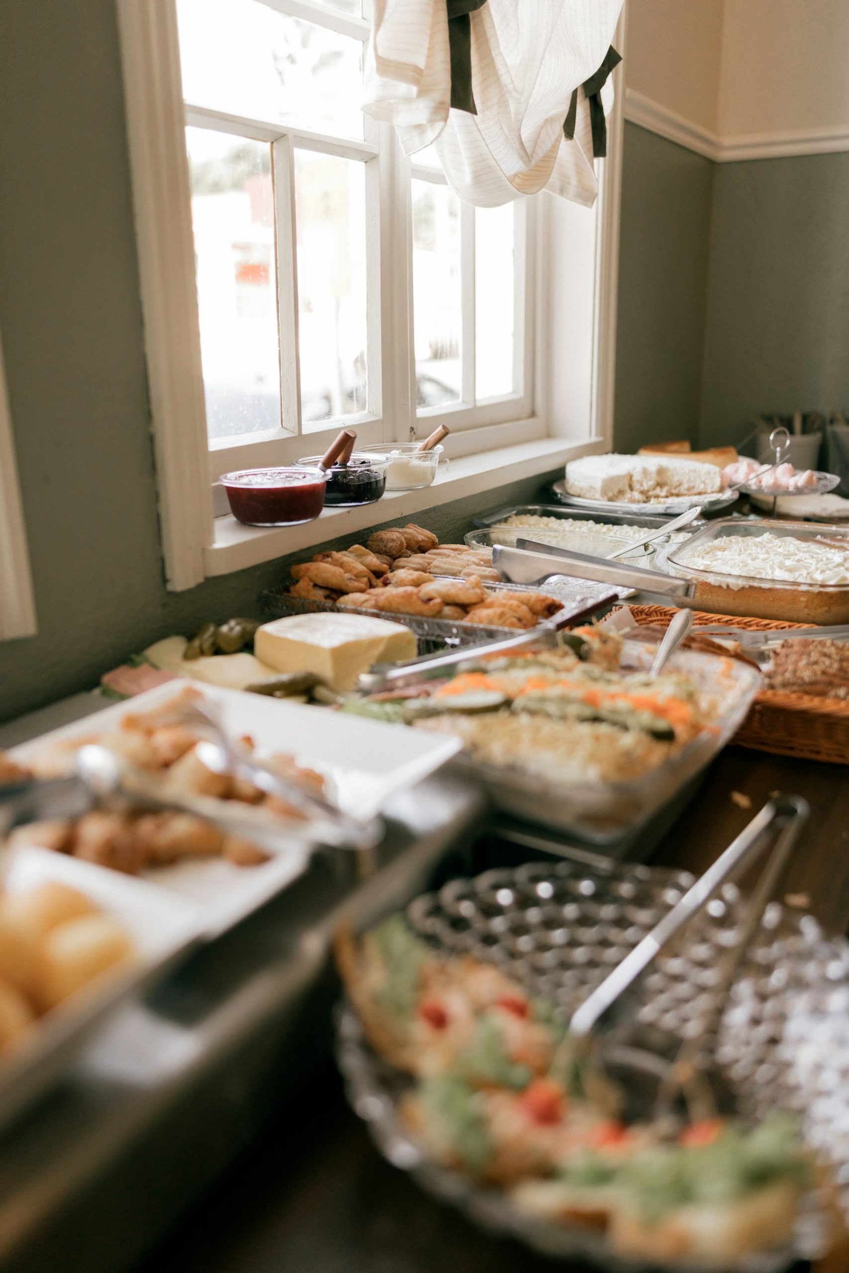 A welcoming spread of breakfast pastries and savoury bites